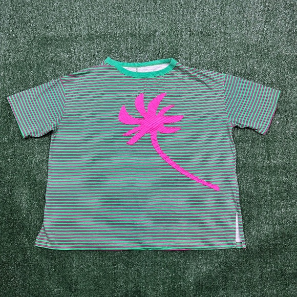 Ragabond Studio T Shirt Women's Size M Green Short Sleeve Striped - Picture 1 of 7